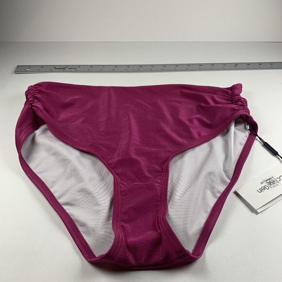 Calvin Klein Bikini Bottom Womens XL Purple Swimwear Ruched Summer Beach Pull-On - Picture 1 of 6
